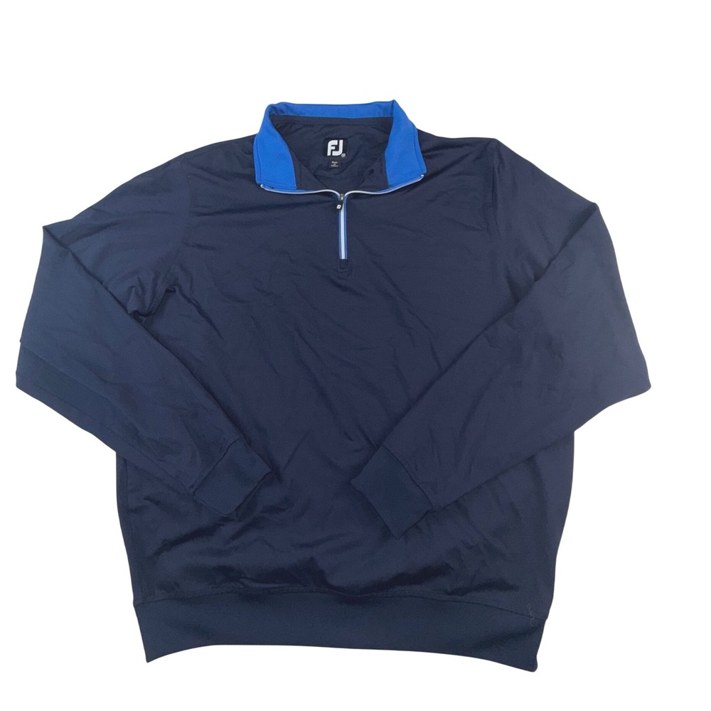 FootJoy Mens Navy Blue Royal Blue Quarter Zip Golf Pullover Sweater Medium